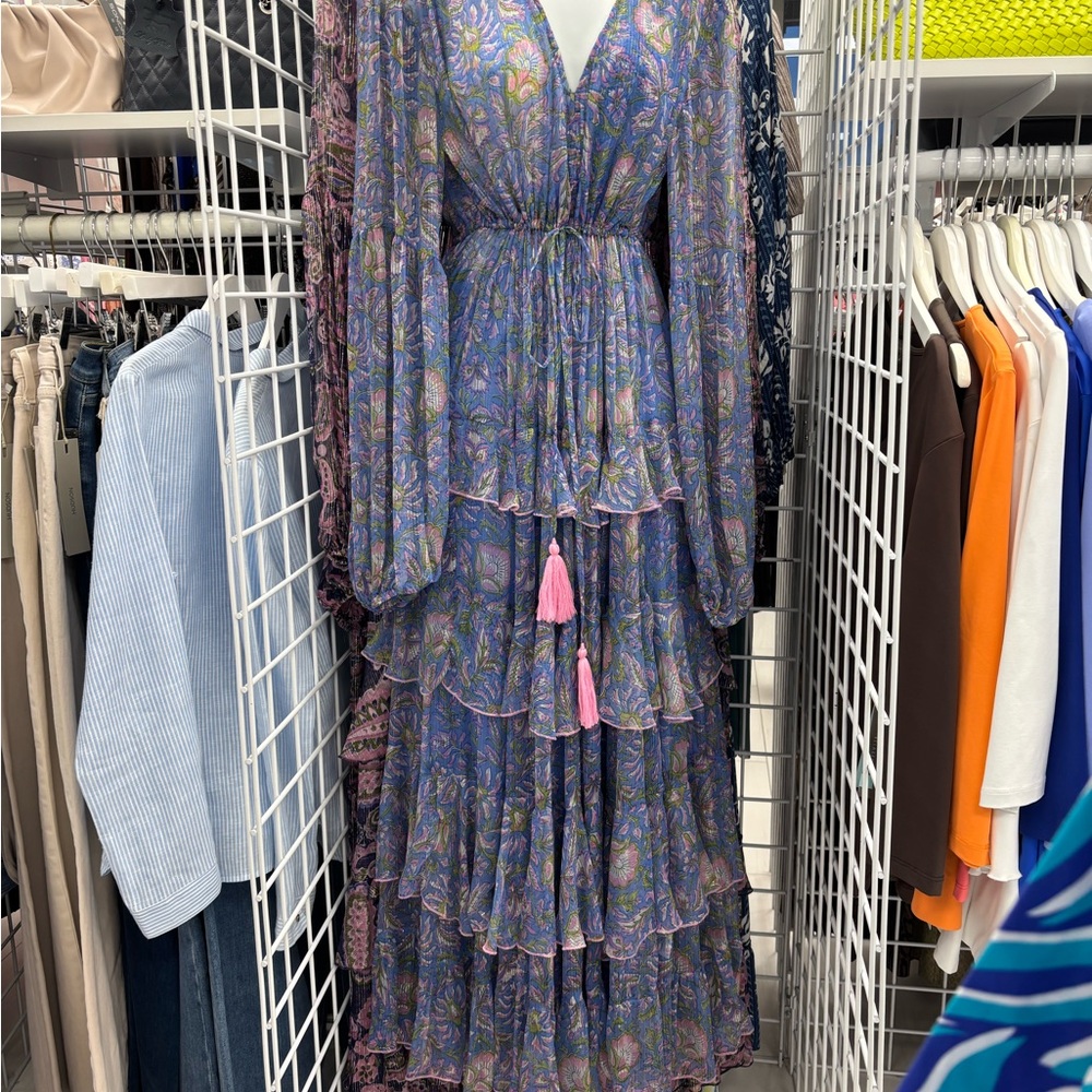 Elegant Long Sleeve Paisley Maxi Dress
